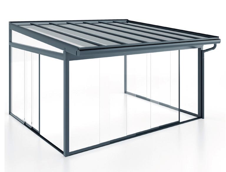 Vordach Sommergarten mit Glasscheiben
